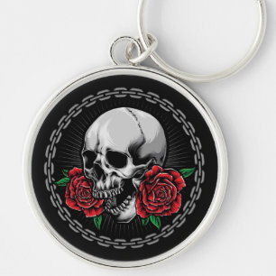 Skull och Ro Rund Silverfärgad Nyckelring