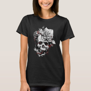Skull och Ro Sugar Skull Röd ros Halloween 1 T Shirt