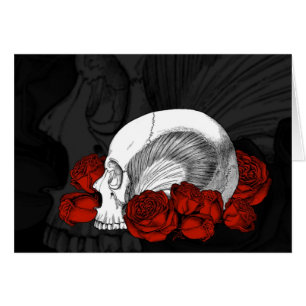Skull och Röd ros Hälsningskort