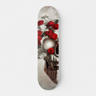 Skull och Röd ros Mini Skateboard Bräda 18,5 Cm
