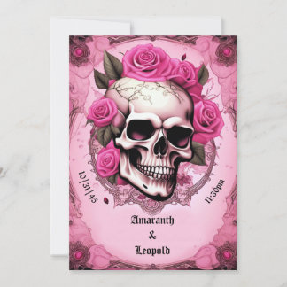 Skull och Rosa ros, det traditionella gotiska Bröl Inbjudningar