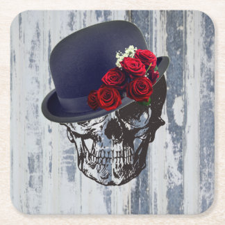 Skull och Rosor Underlägg Papper Kvadrat
