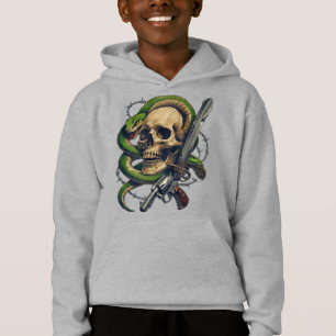 Skull och Snake Warrior - Mörk Gothic Gunslinger T Shirt