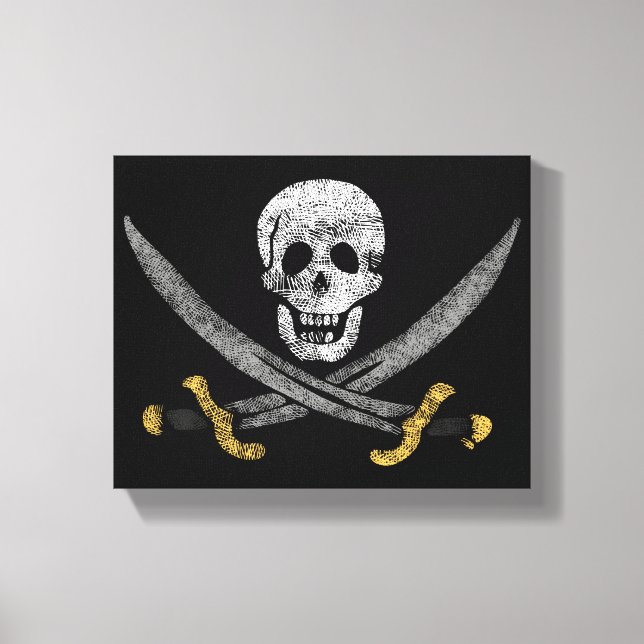 Skull och Swords Jolly Roger Pirat Flagga Canvastryck (Framsida)