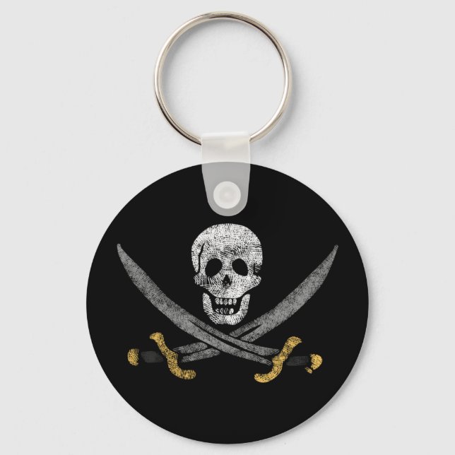 Skull och Swords Jolly Roger Pirat Flagga Nyckelring (Framsida)