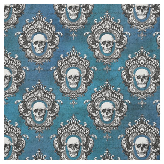 Skull och teal gotik tyg (Provkarta)