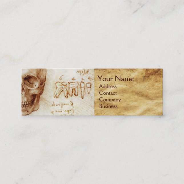 SKULL OCH TEETH,DENTAL CLINIC,DENTIST MONOGRAM MINI VISITKORT (Framsida)