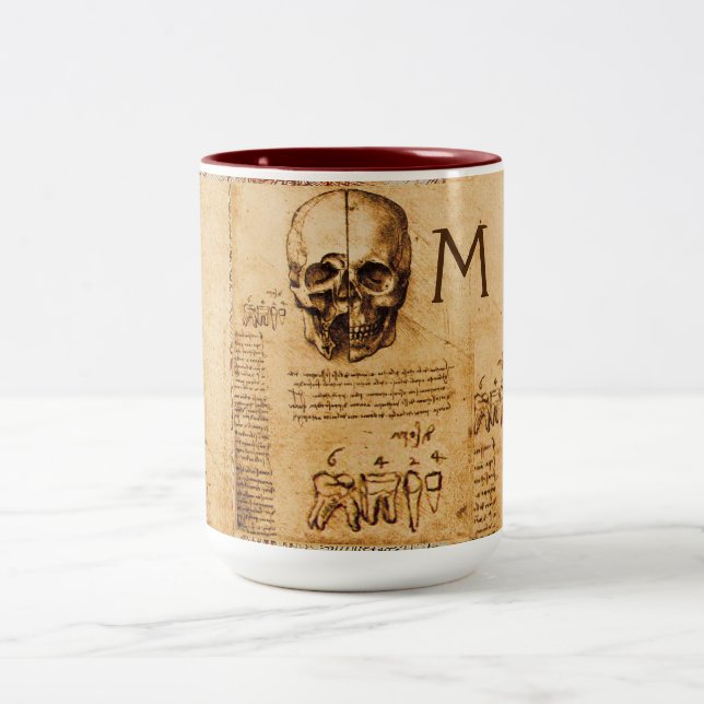 SKULL OCH TEETH,DENTAL CLINIC,DENTIST Monogram Två-Tonad Mugg (Center)