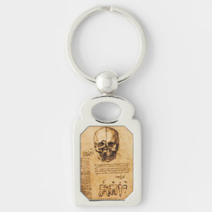 SKULL OCH TEETH,DENTAL CLINIC,DENTIST PARchMENT Rektangulärt Silverfärgad Nyckelring