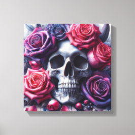 Skull omgiven av Vibrant Ro Canvastryck