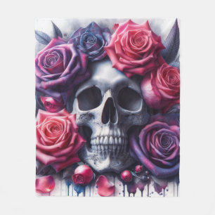 Skull omgiven av Vibrant Ro Fleecefilt