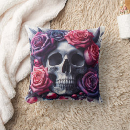 Skull omgiven av Vibrant Ro Kudde
