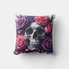 Skull omgiven av Vibrant Ro Kudde