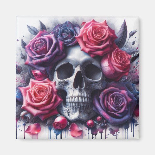 Skull omgiven av Vibrant Ro Magnet (Framsidan)