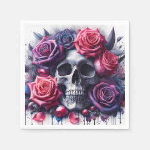 Skull omgiven av Vibrant Ro Pappersservett