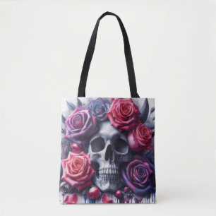 Skull omgiven av Vibrant Ro Tygkasse