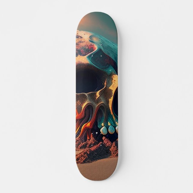 Skull on the Beach Mini Skateboard Bräda 18,5 Cm (Framsida)