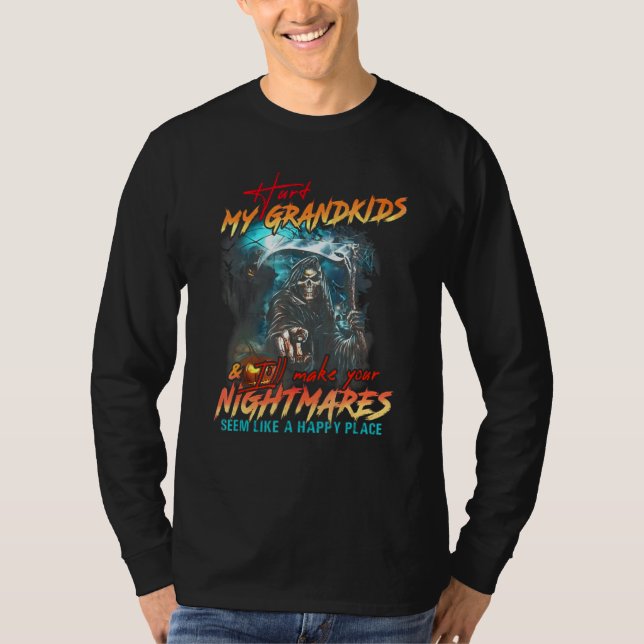 Skull Ont mitt Barnbarn och gör din Nattmar T Shirt (Framsida)