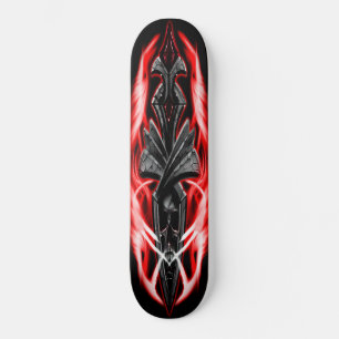 Skull, ornament Red Skateboard Bräda 19,5 Cm