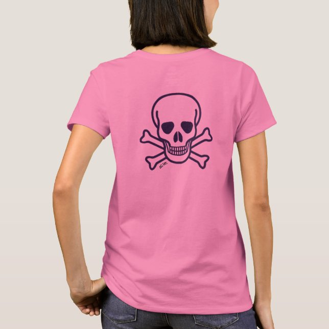 Skull på benen Kvinnor rosa T-shirt back (Baksida)