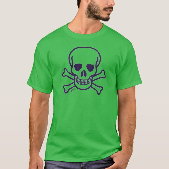 Skull på benfri grönt av manar  T-shirt (Framsida)