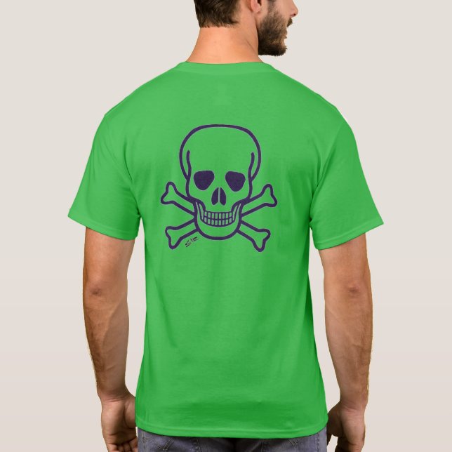 Skull på benfri grönt i manar  klart T-shirback T Shirt (Baksida)