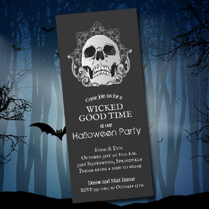 Skull på Black Halloween Inbjudningar
