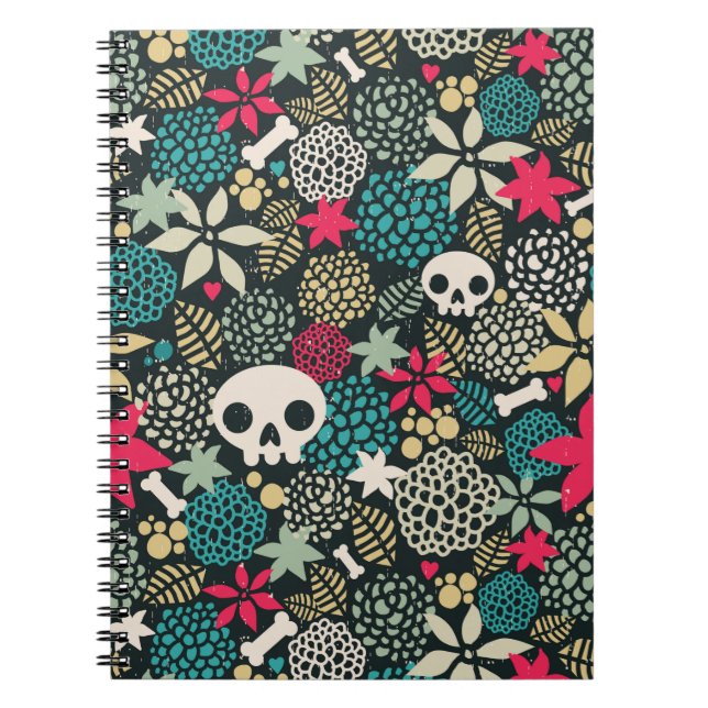 Skull på blommor anteckningsbok (Framsidan)