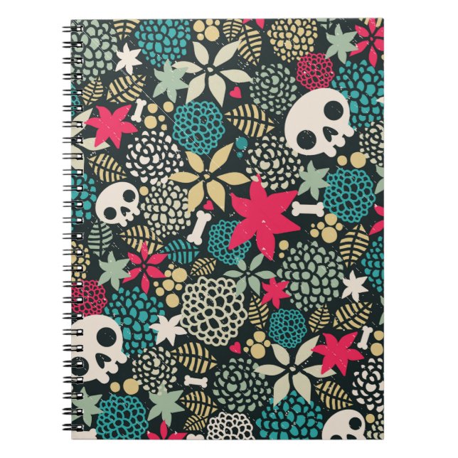 Skull på blommor anteckningsbok (Framsidan)