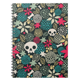 Skull på blommor anteckningsbok