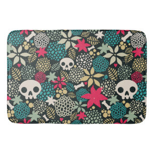 Skull på blommor badrumsmatta