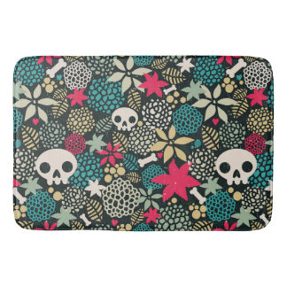 Skull på blommor badrumsmatta