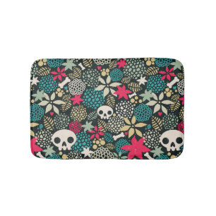 Skull på blommor badrumsmatta