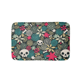 Skull på blommor badrumsmatta