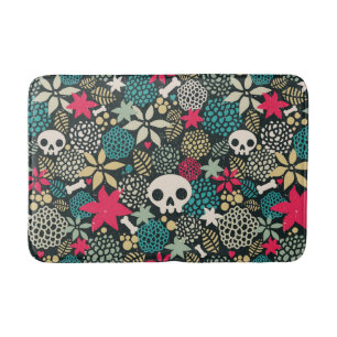 Skull på blommor badrumsmatta