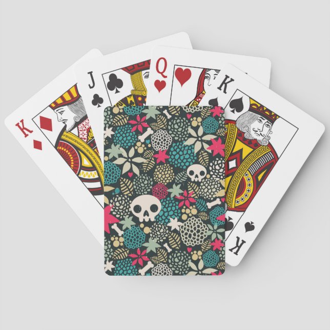 Skull på blommor casinokort (Baksidan)