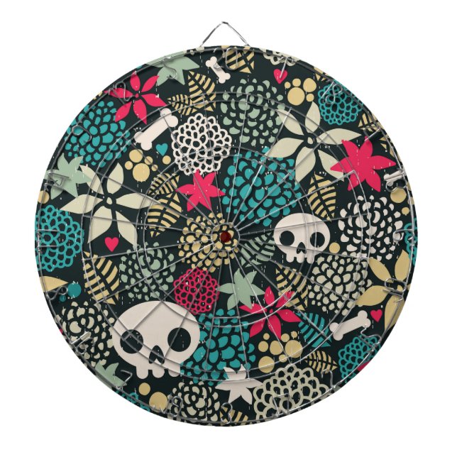 Skull på blommor darttavla (Framsidan)