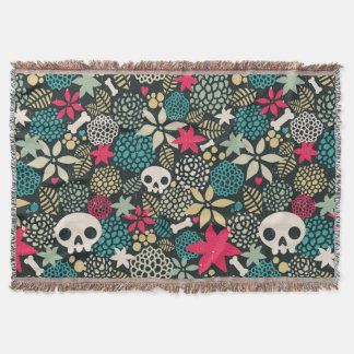 Skull på blommor filt