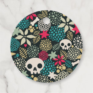 Skull på blommor gåvor etiketter