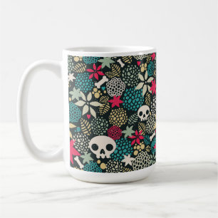 Skull på blommor kaffemugg