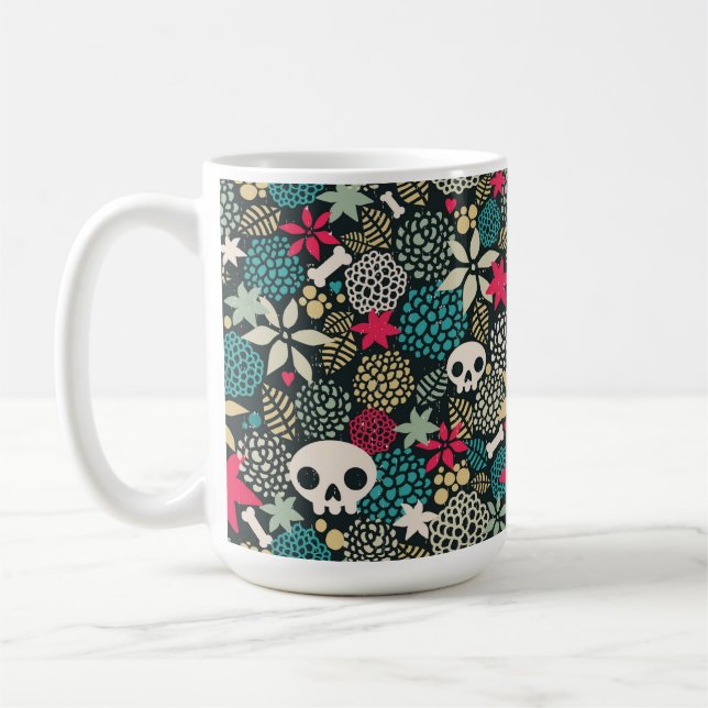 Skull på blommor kaffemugg (Vänster)