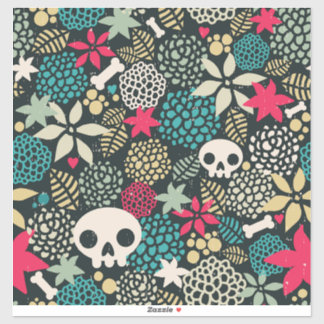 Skull på blommor klistermärken