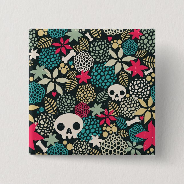 Skull på blommor knapp (Framsida)
