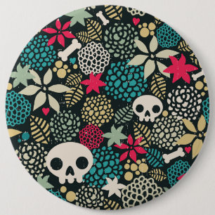 Skull på blommor knapp