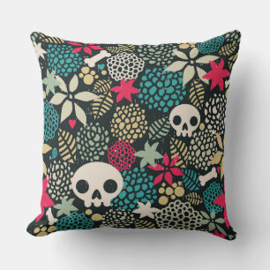 Skull på blommor kudde