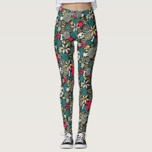 Skull på blommor leggings