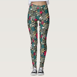 Skull på blommor leggings