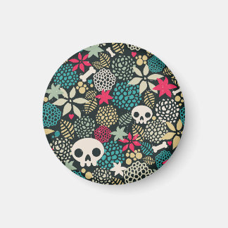 Skull på blommor magnet