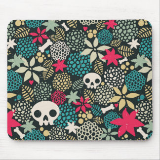 Skull på blommor musmatta