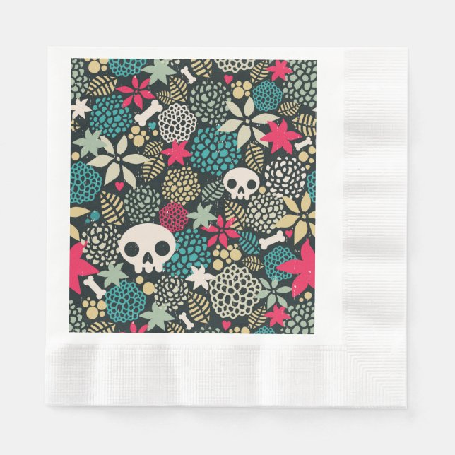 Skull på blommor pappersservett (Framsidan)
